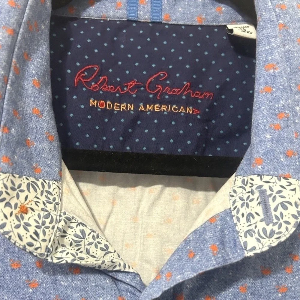 Robert Graham Shirt Men's XL Blue Long Sleeve Button-up Modern American‎